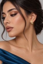 Load image into Gallery viewer, Maylaya Gems 0.07 ct Round Leaf Branch Lab-Grown Diamond Earrings — AI-generated young adult model in eveningwear / ภาพจำลองนางแบบสวมเครื่องประดับด้วย AI