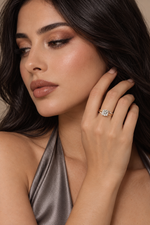 Load image into Gallery viewer, Maylaya Gems 9K Gold 1 ct Round Lab-Grown Diamond Ring — Stk97 — AI-generated young adult model in eveningwear / ภาพจำลองนางแบบสวมเครื่องประดับด้วย AI