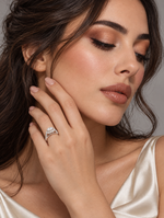 Load image into Gallery viewer, Maylaya Gems 14K Gold 2.07 ct Round Lab-Grown Diamond Ring — M183 — AI-generated young adult model in eveningwear / ภาพจำลองนางแบบสวมเครื่องประดับด้วย AI