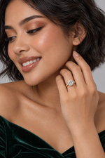 Load image into Gallery viewer, Maylaya Gems 2.1 ct Round Lab-Grown Diamond Ring — AI-generated young adult model in eveningwear / ภาพจำลองนางแบบสวมเครื่องประดับด้วย AI