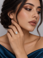 Load image into Gallery viewer, Maylaya Gems 2 ct Oval Lab-Grown Diamond Ring — AI-generated young adult model in eveningwear / ภาพจำลองนางแบบสวมเครื่องประดับด้วย AI