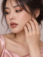 Load image into Gallery viewer, Maylaya Gems 9K Gold 1.06 ct Oval Diamond Ring — M209 — AI-generated young adult model in eveningwear / ภาพจำลองนางแบบสวมเครื่องประดับด้วย AI
