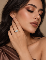 Load image into Gallery viewer, Maylaya Gems 2 ct Princess Trilogy Lab-Grown Diamond Ring — AI-generated young adult model in eveningwear / ภาพจำลองนางแบบสวมเครื่องประดับด้วย AI