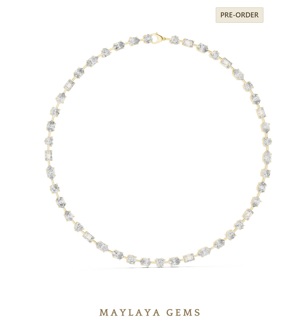 Maylaya gems necklace in yellow gold
