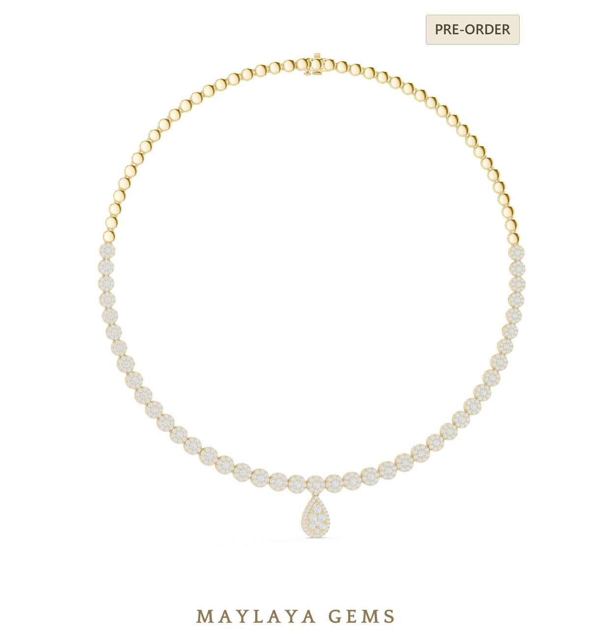 Maylaya gems necklace in yellow gold
