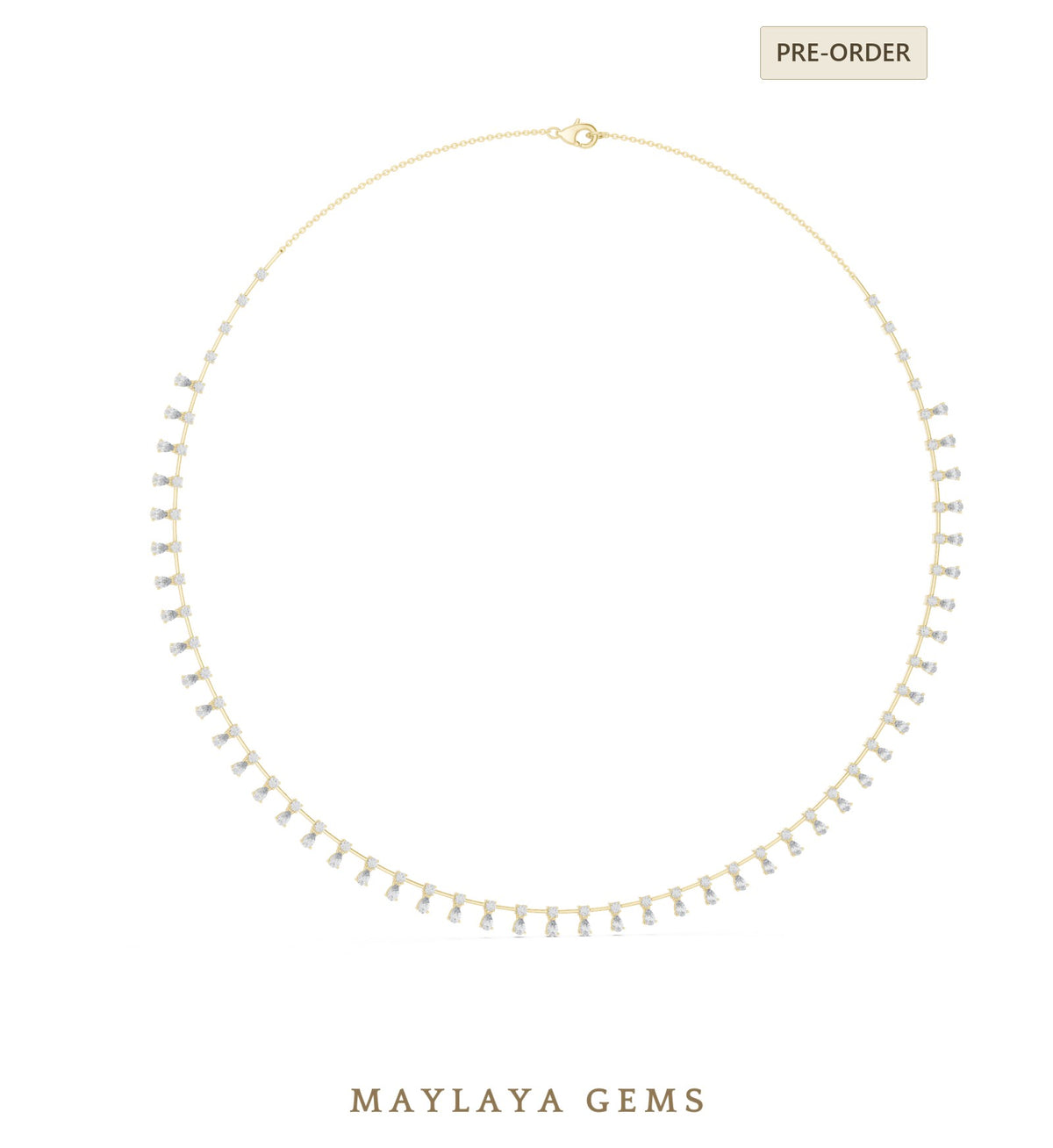 Maylaya gems necklace in yellow gold