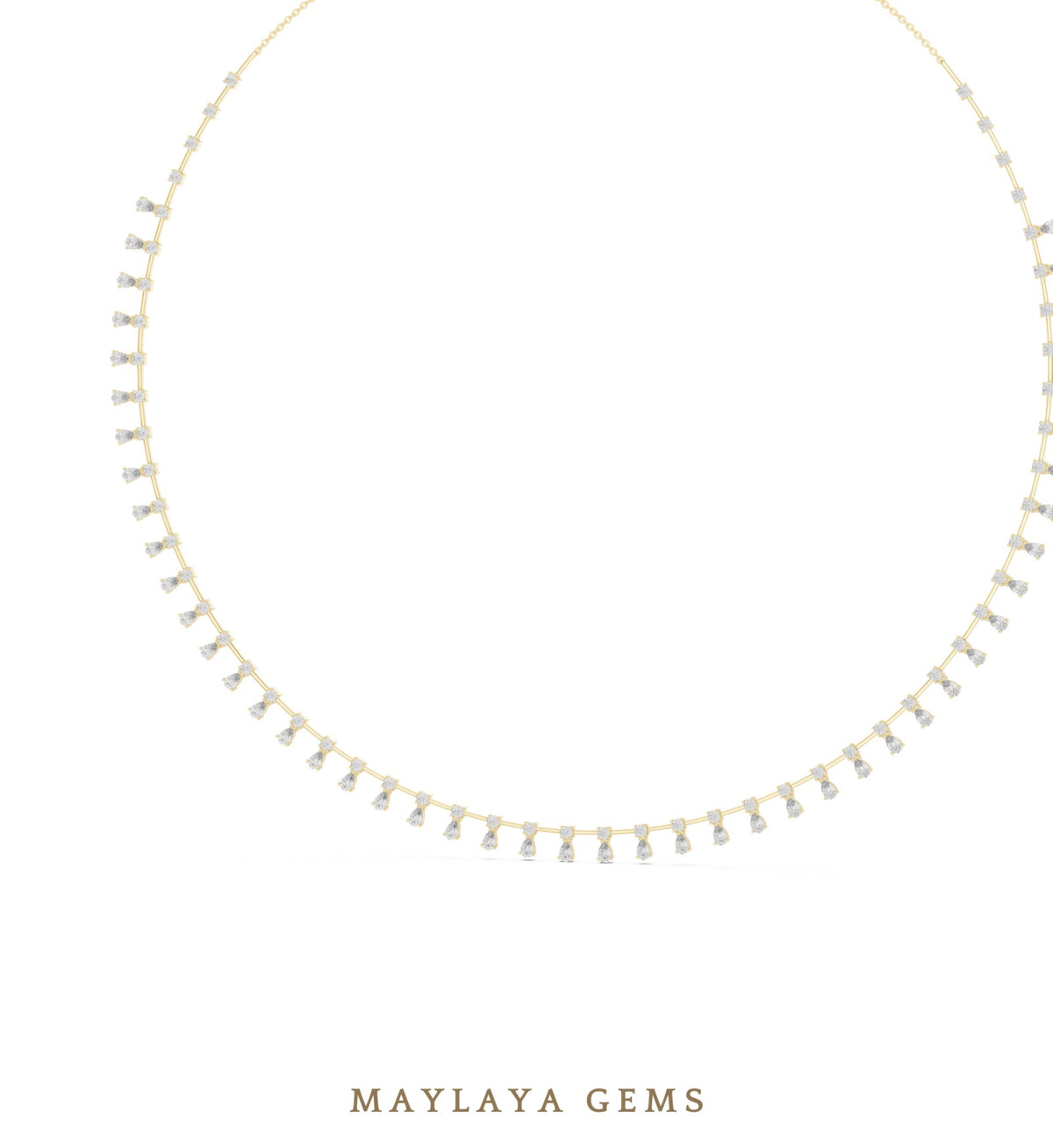 Maylaya gems necklace in yellow gold