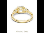 Load and play video in Gallery viewer, 2.39 ct Trillion Bold Cushion Trilogy Lab-Grown Diamond Ring | Yellow Gold | Maylaya Gems