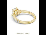Load and play video in Gallery viewer, 1.776 ct Round Trillion Pave Trilogy Lab-Grown Diamond Ring | Yellow Gold | Maylaya Gems