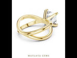 Load and play video in Gallery viewer, 3 ct Princess Lab-Grown Diamond Ring — Yellow Gold | Maylaya Gems