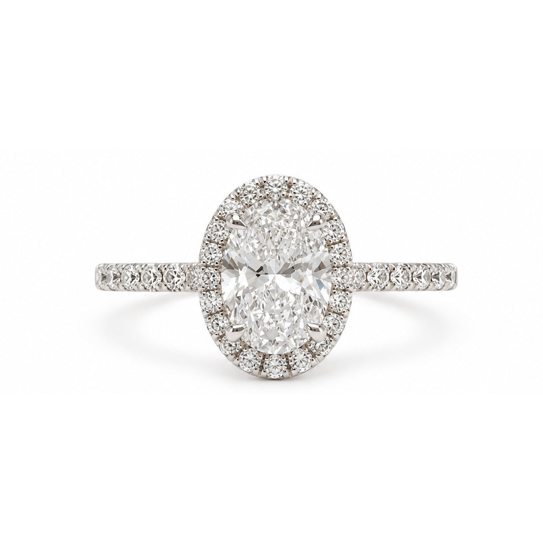White Gold 9K Oval 3.02ct Halo Ring