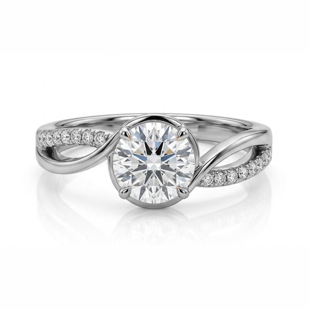 White Gold 14K Round 1.03ct Halo Ring