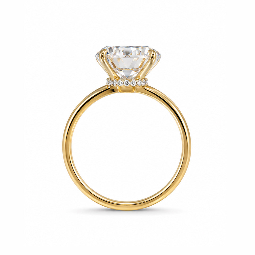 Yellow Gold 9K Round 2.06ct Halo Ring