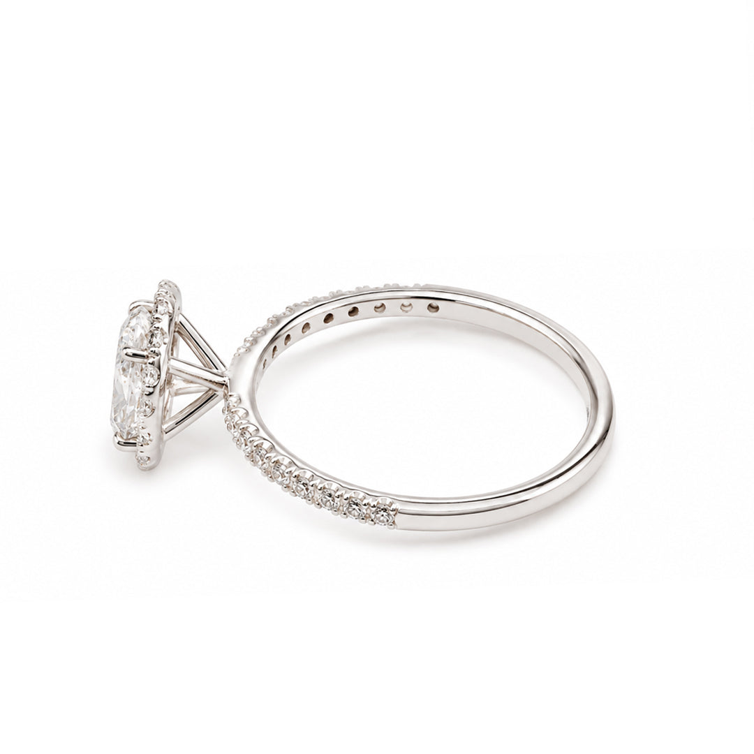 White Gold 9K Oval 3.02ct Halo Ring