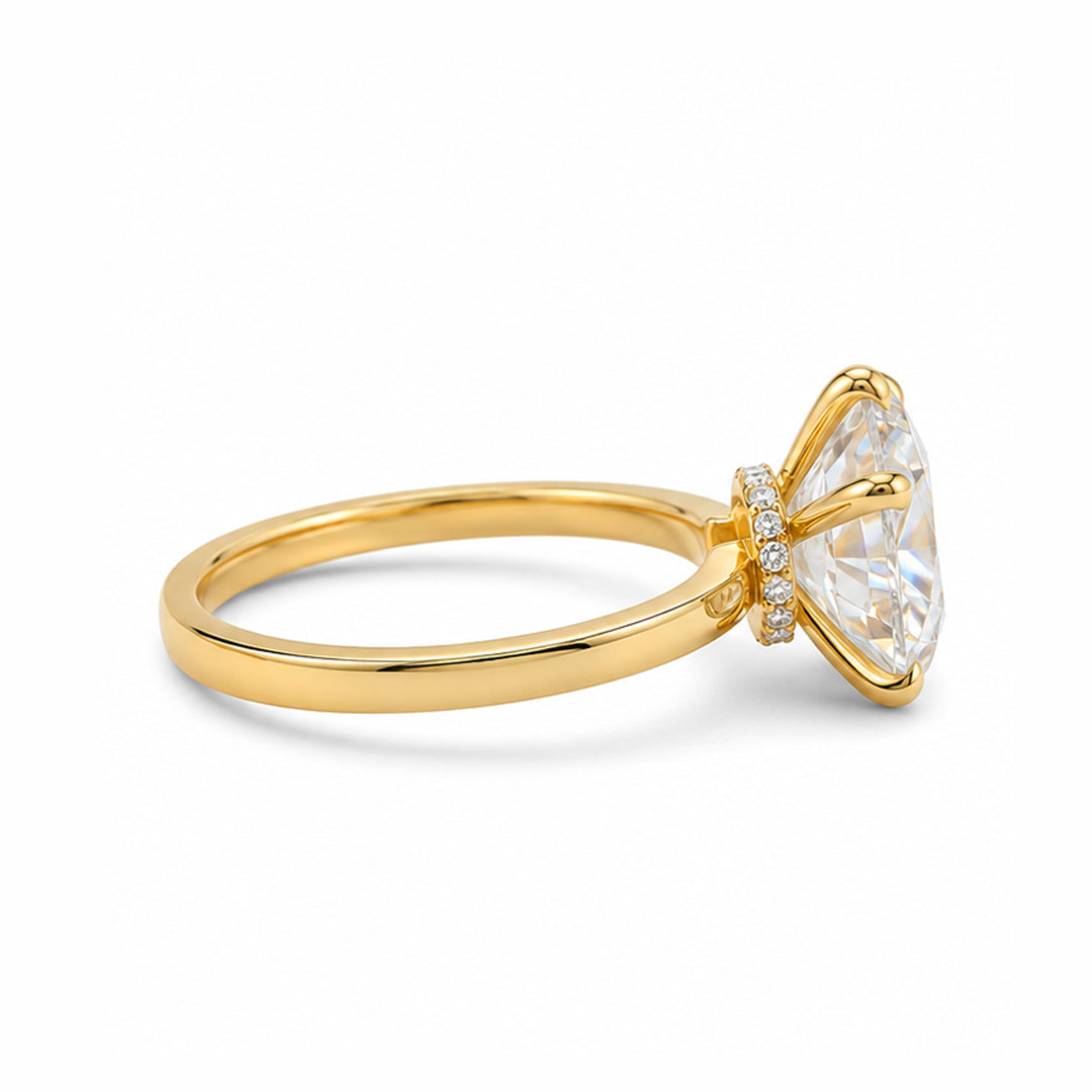 Yellow Gold 9K Round 2.06ct Halo Ring