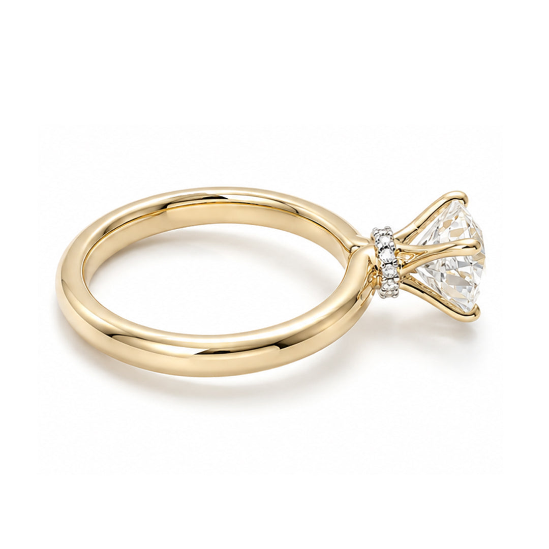 Yellow Gold 9K Round 2.07ct Halo Ring