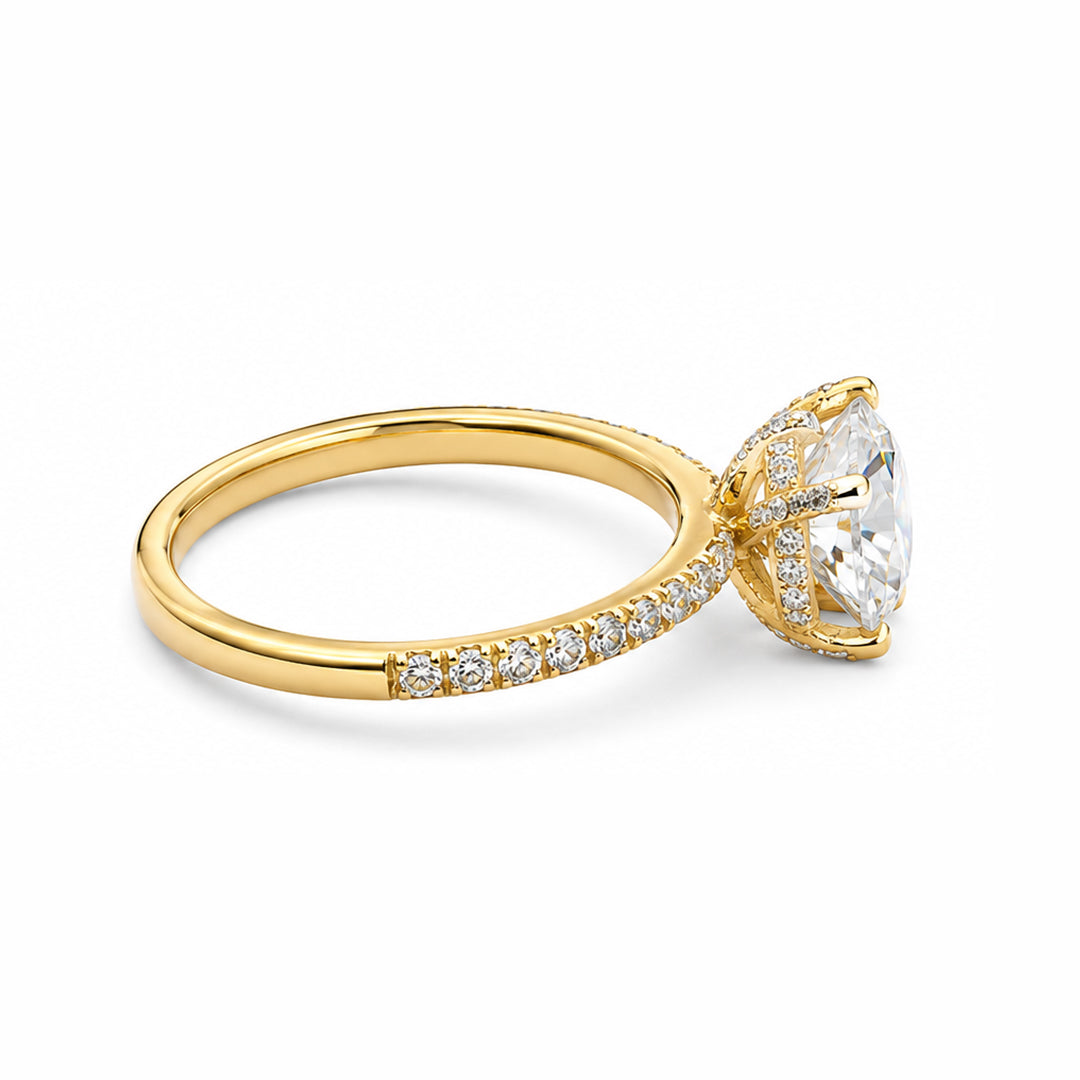 Yellow Gold 9K Round 2.01ct Halo Ring
