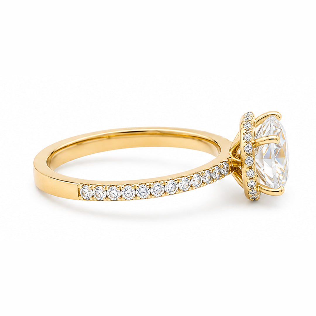 Yellow Gold 9K Round 1.5ct Halo Ring
