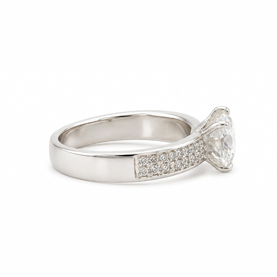 White Gold 9K Round 1.53ct Halo Ring