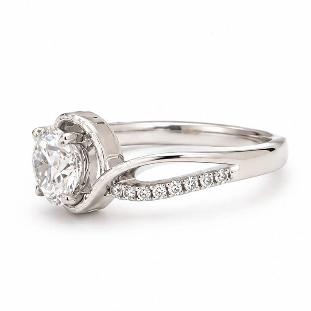 White Gold 14K Round 1.03ct Halo Ring