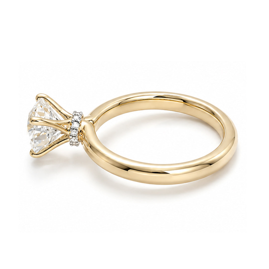 Yellow Gold 9K Round 2.07ct Halo Ring