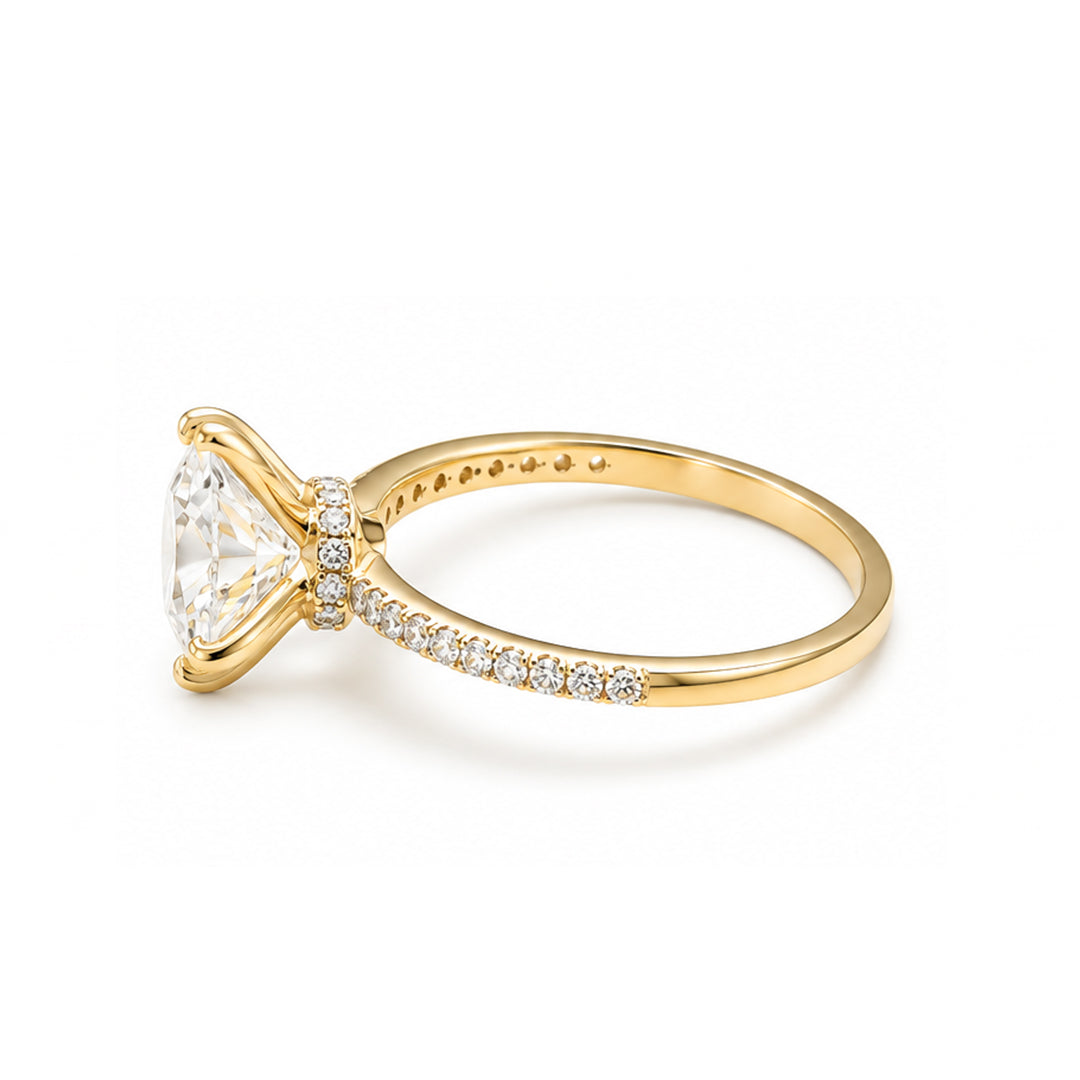Yellow Gold 9K Cushion 2.02ct Halo Ring