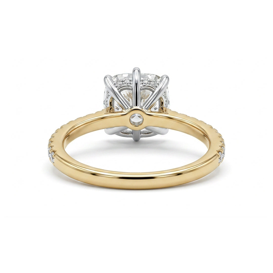 Yellow Gold 9K Cushion 2.02ct Halo Ring