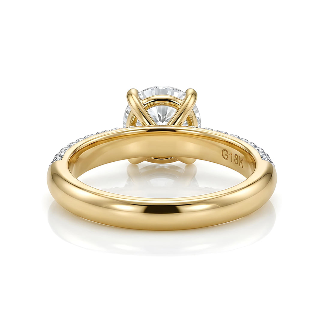 Yellow Gold 9K Round nanct Halo Ring