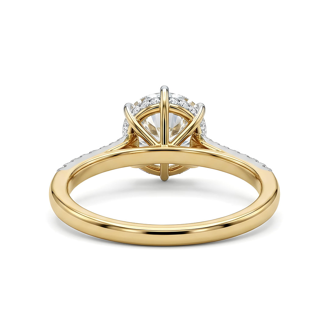Yellow Gold 9K Round 2.04ct Halo Ring