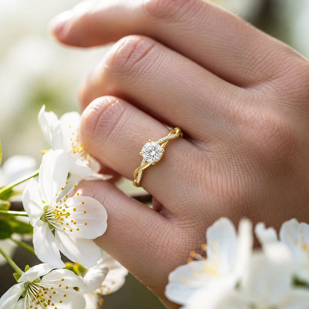 Yellow Gold 9K Round 2.04ct Halo Ring