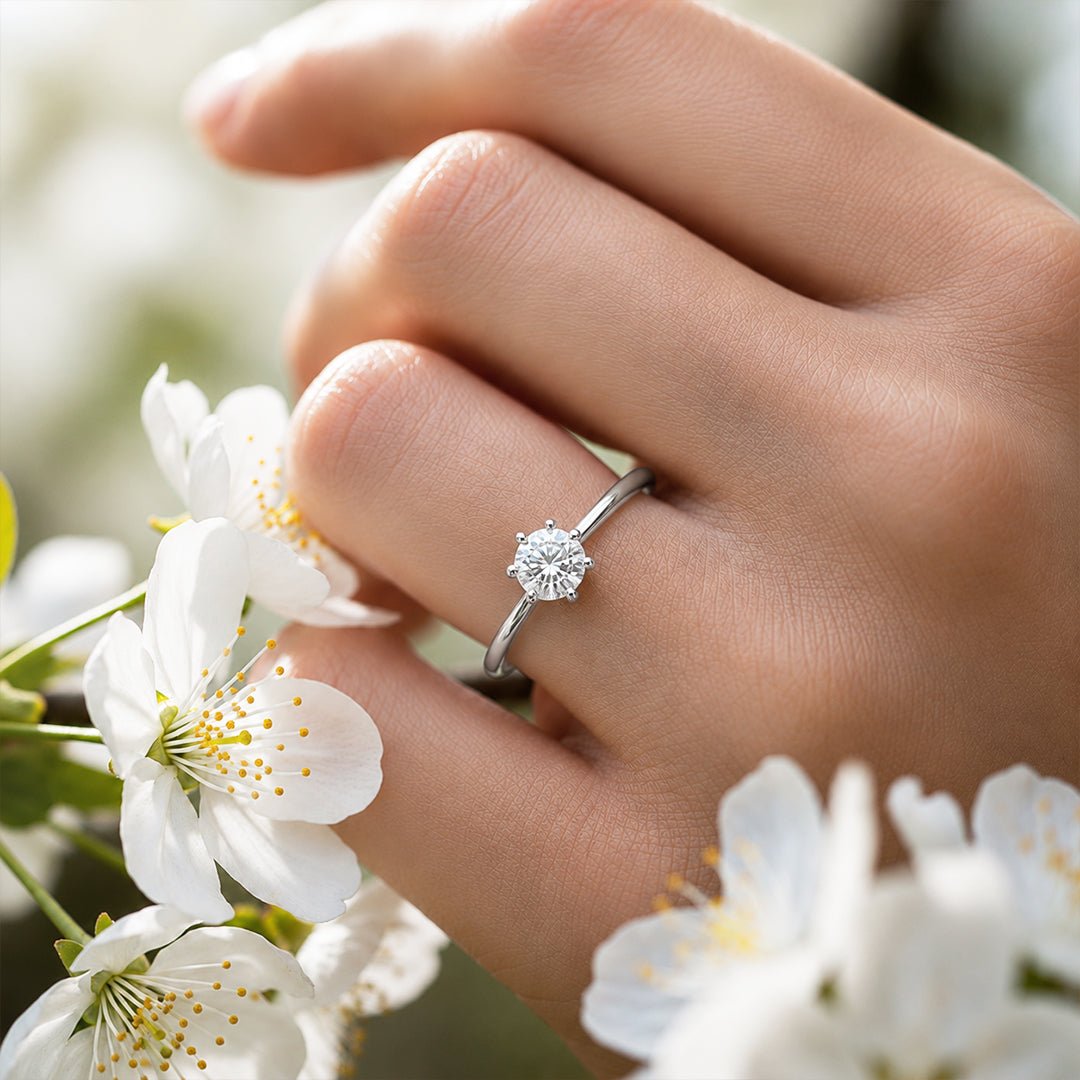 White Gold 14K Round 1.02ct Halo Ring