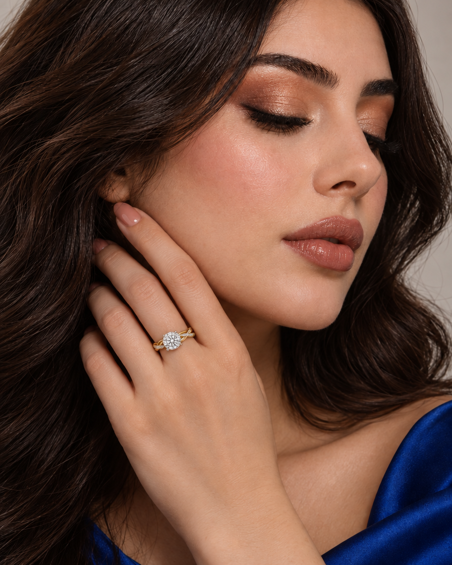 Maylaya gems m032 ring — corrected natural perspective and fit on model hand