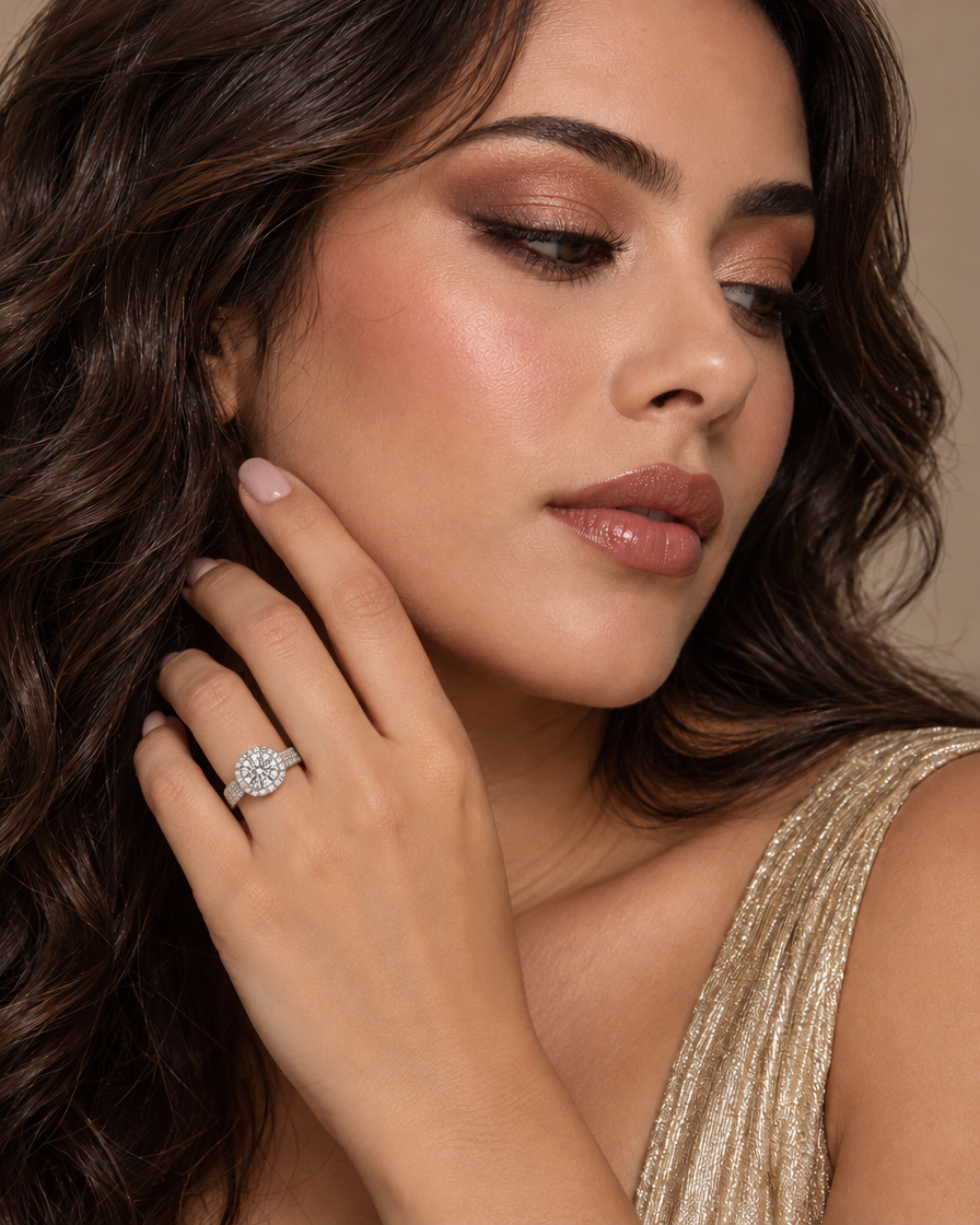 Maylaya gems m038 ring — corrected natural perspective and fit on model hand