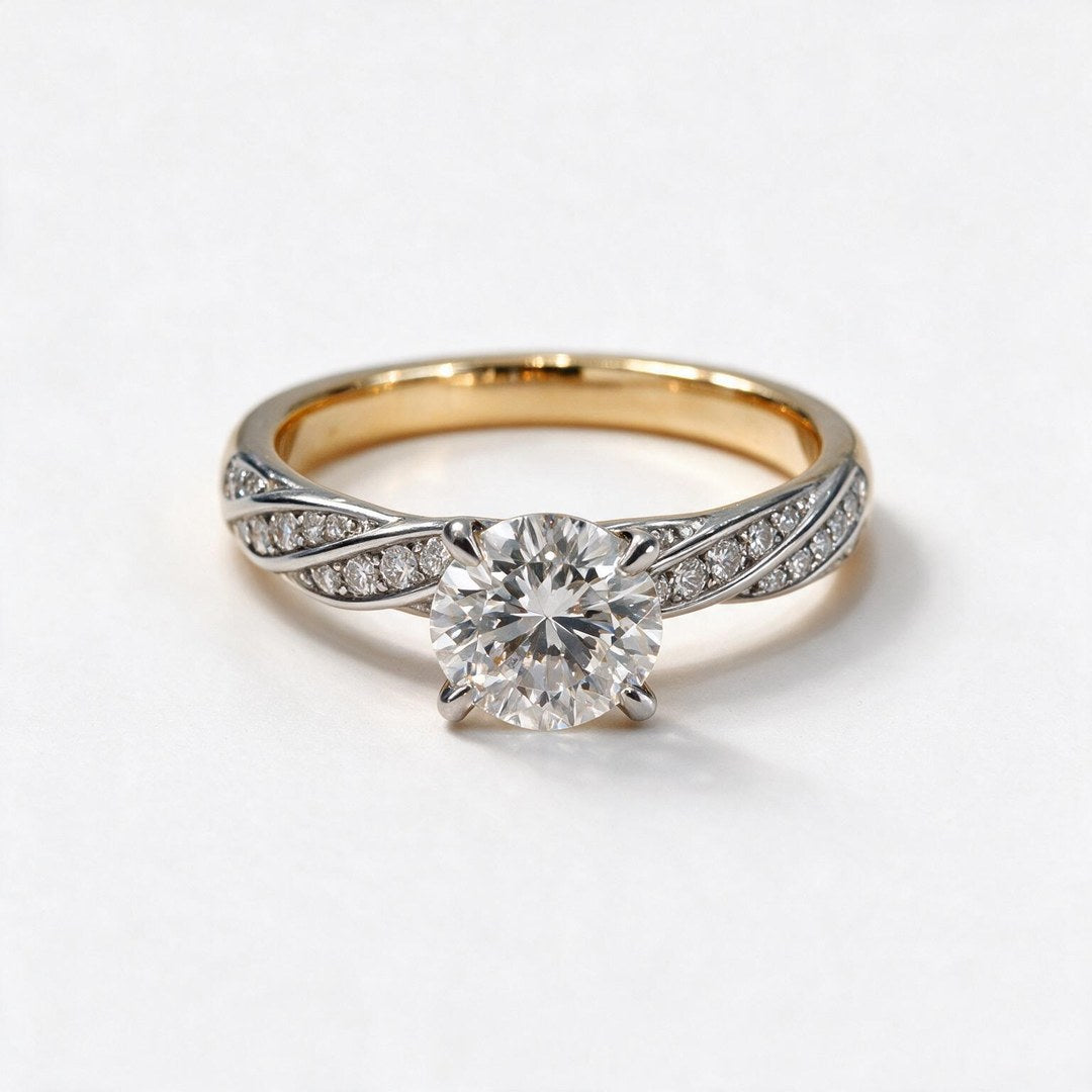 Yellow gold polish 9k round solitairect solitaire ring