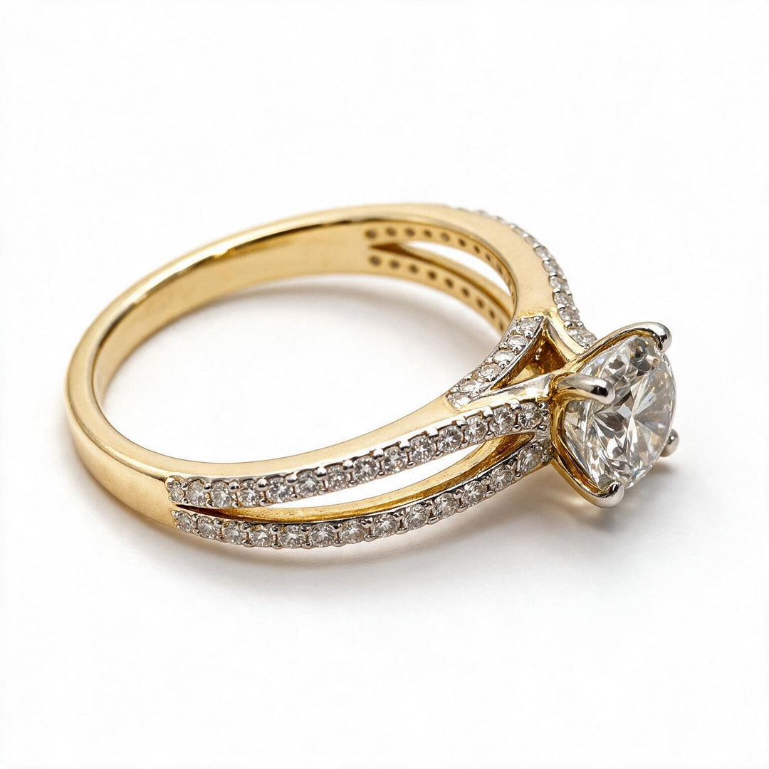 Yellow Gold Polish 9K Round Solitairect Solitaire Ring