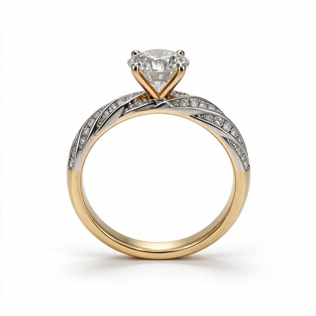Yellow Gold Polish 9K Round Solitairect Solitaire Ring
