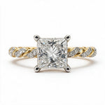 Load image into Gallery viewer, Yellow Gold Polish 9K Princess Solitairect Solitaire Ring
