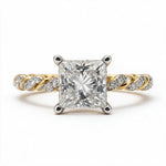 Load image into Gallery viewer, Yellow Gold Polish 9K Princess Solitairect Solitaire Ring
