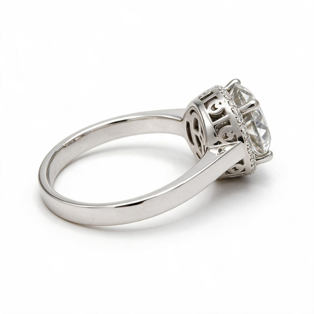 White Rhodium 9K Round Solitairect Solitaire Ring