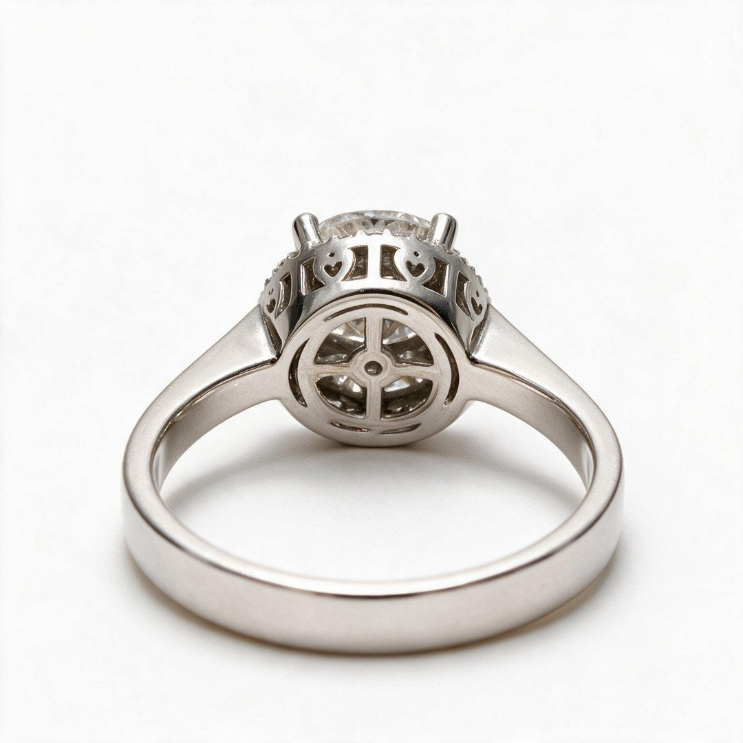 White Rhodium 9K Round Solitairect Solitaire Ring
