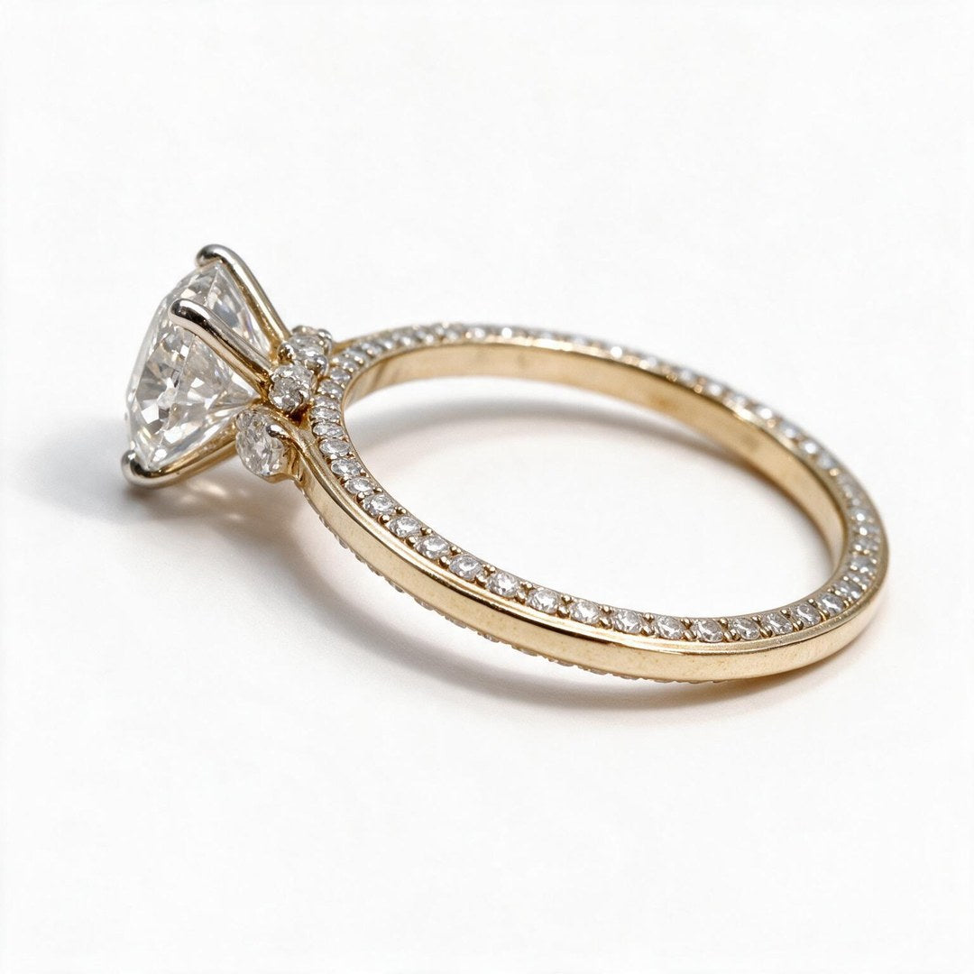 Yellow Gold Polish 9K Round Solitairect Solitaire Ring