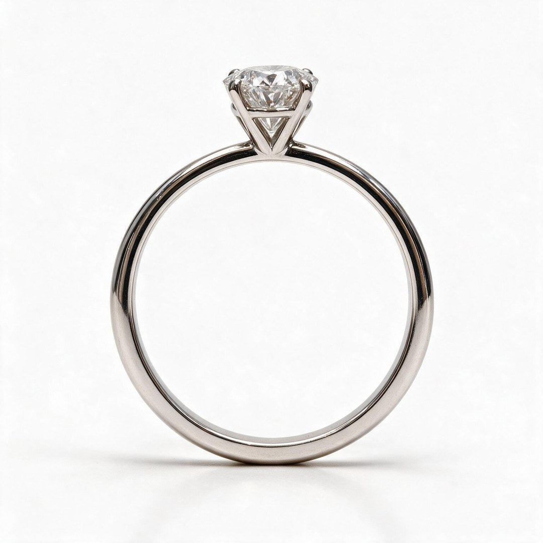 White Rhodium 9K Oval Solitairect Solitaire Ring