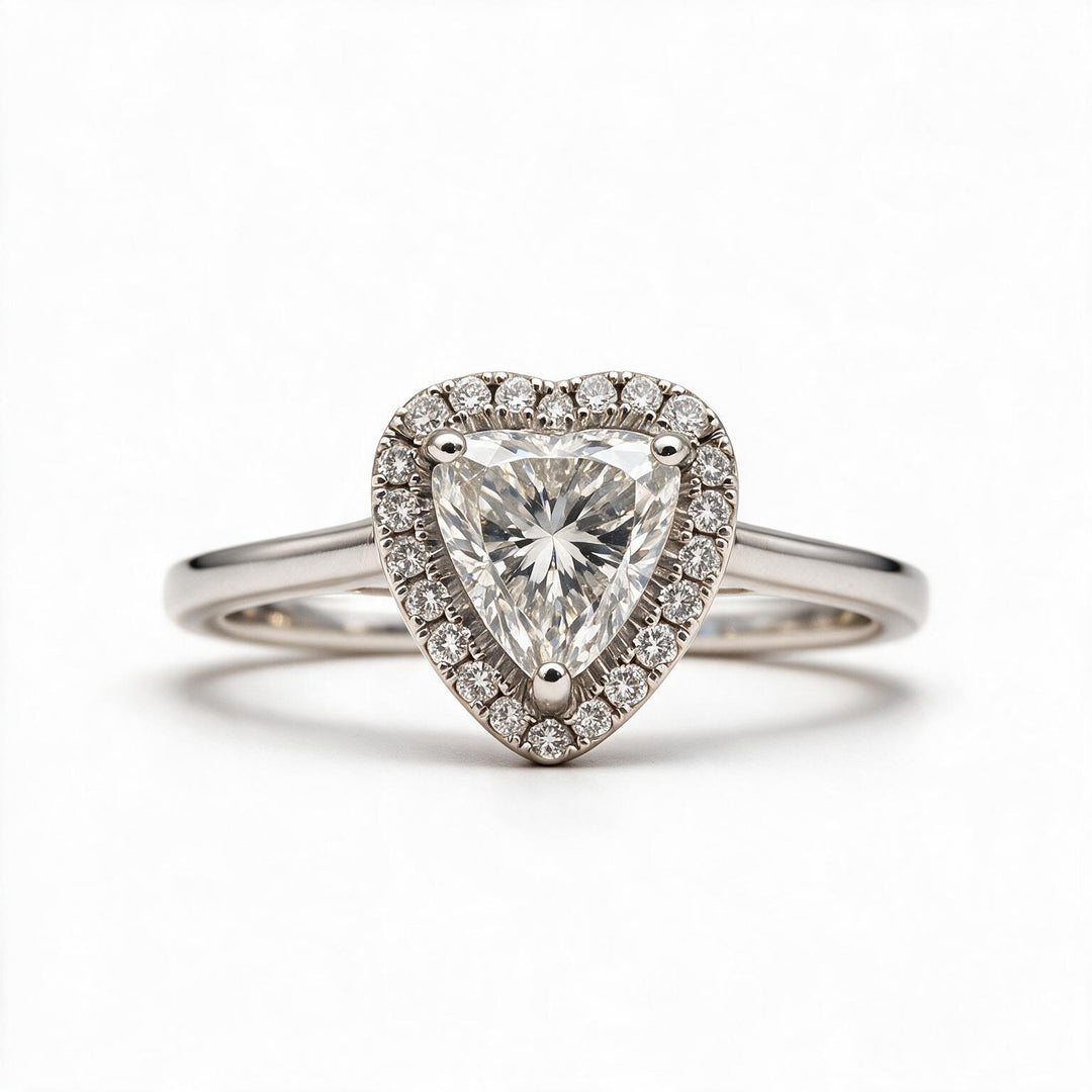 White Rhodium 9K Heart Solitairect Solitaire Ring