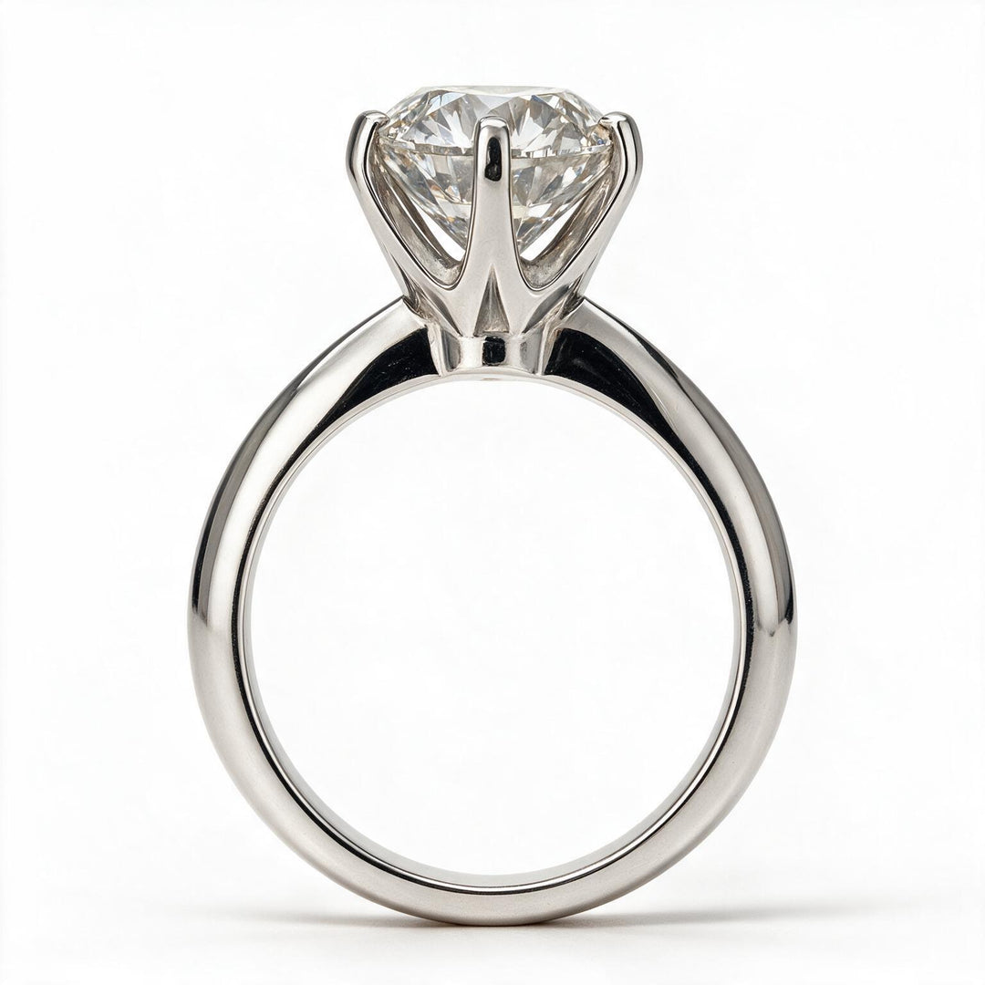 White Rhodium 9K Round Solitairect Solitaire Ring