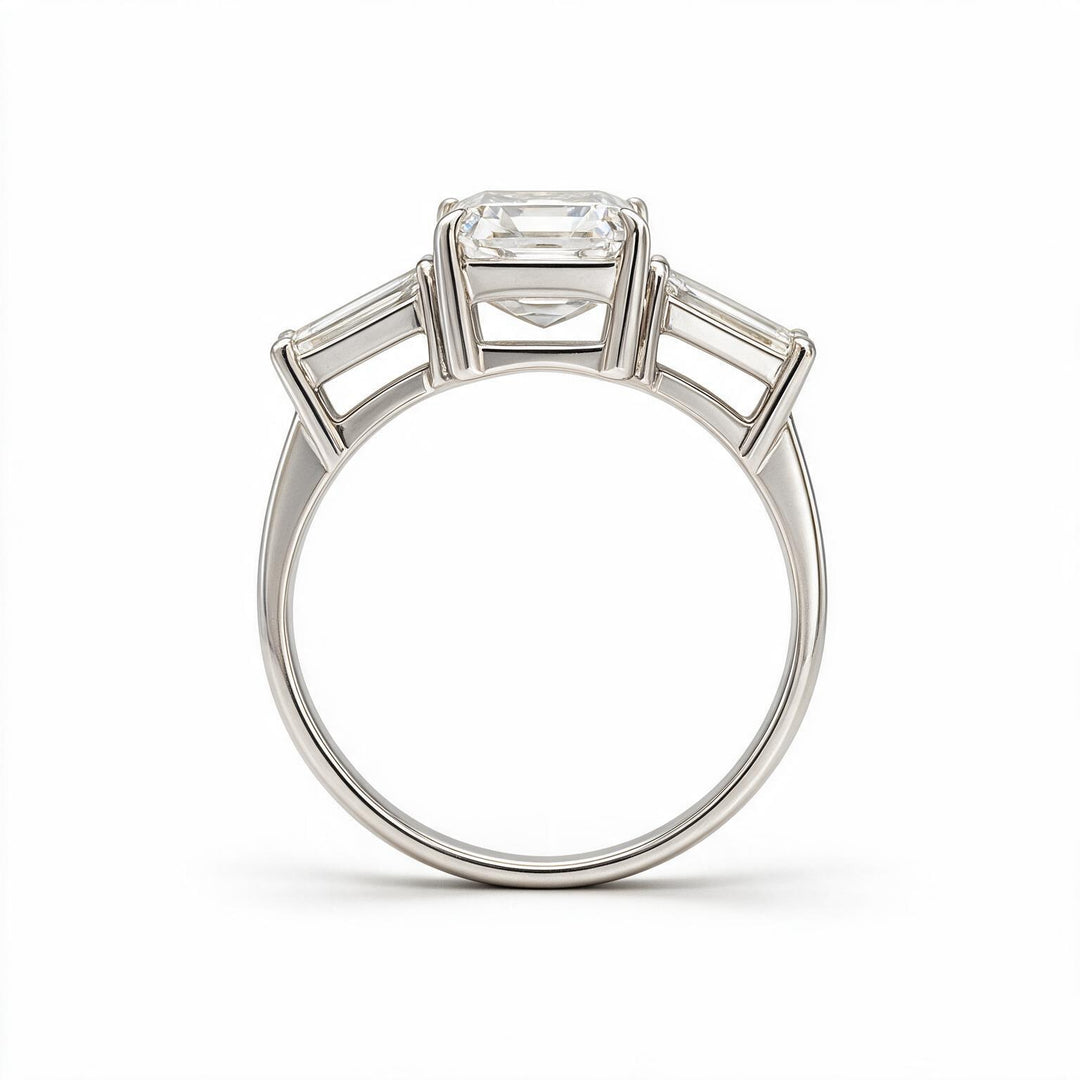 White Rhodium 14K Emerald Solitairect Solitaire Ring