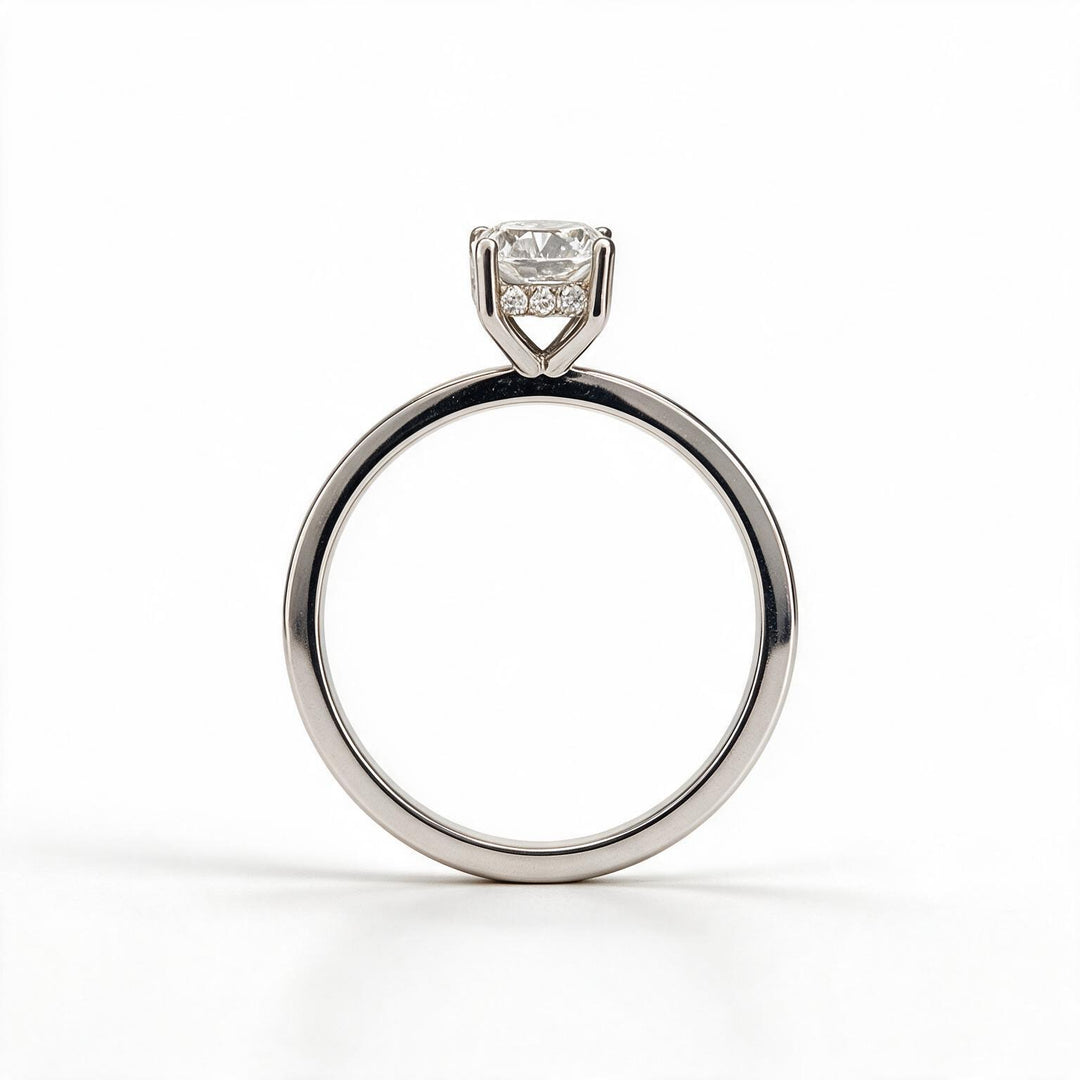 White Rhodium 9K Cushion Solitairect Solitaire Ring