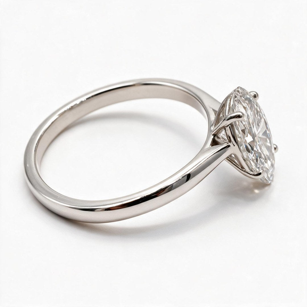 White Rhodium 9K Oval Solitairect Solitaire Ring