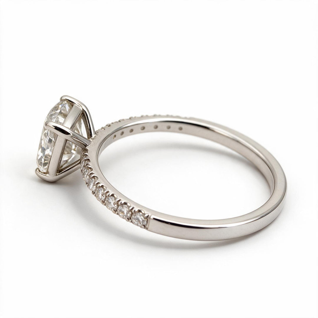 White Rhodium 9K Cushion Solitairect Solitaire Ring