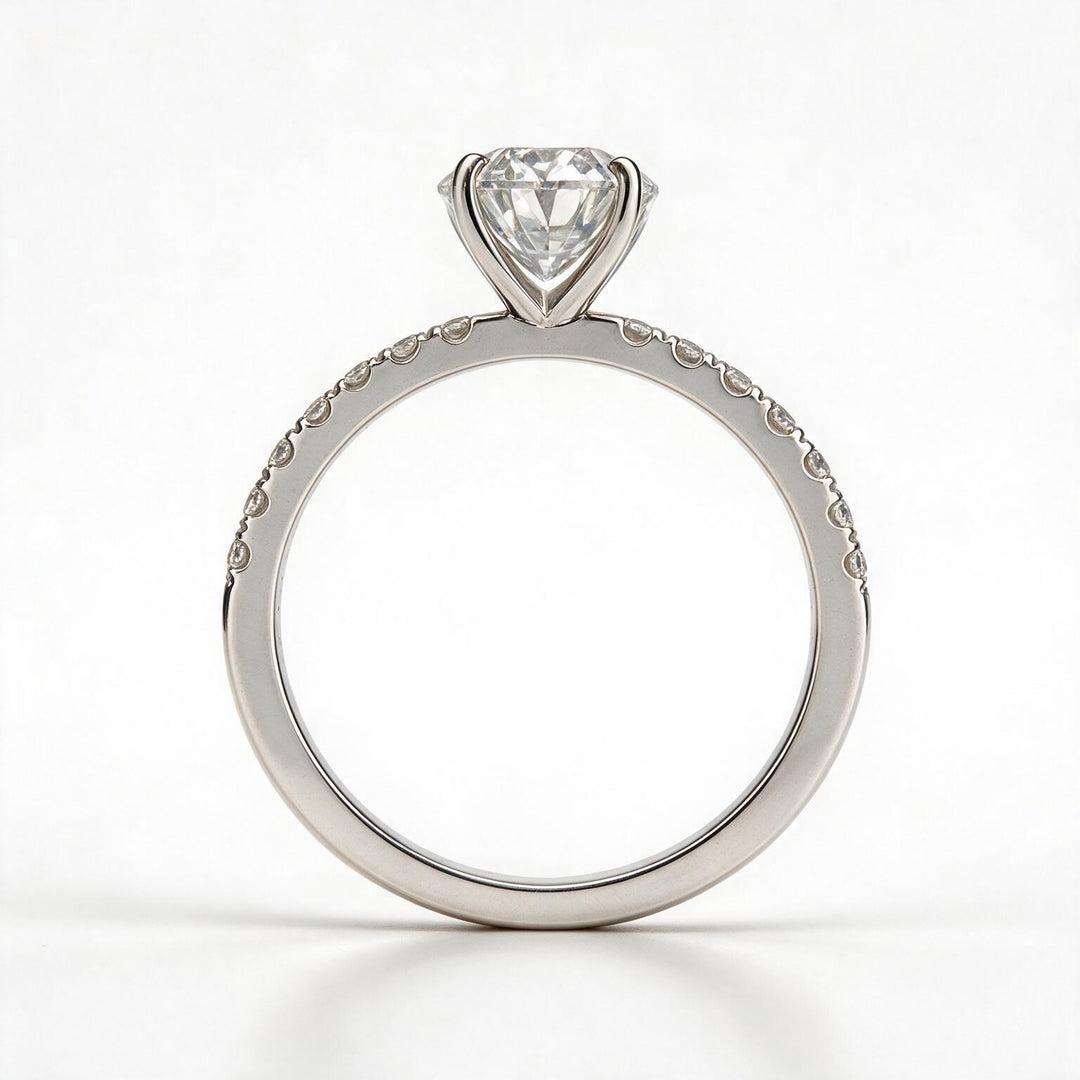 White Rhodium 9K Oval Solitairect Solitaire Ring