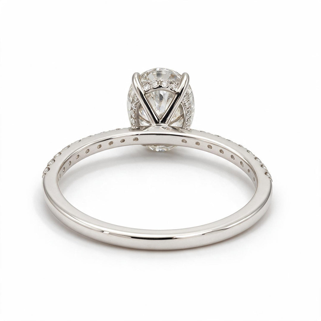 White Rhodium 9K Oval Solitairect Solitaire Ring